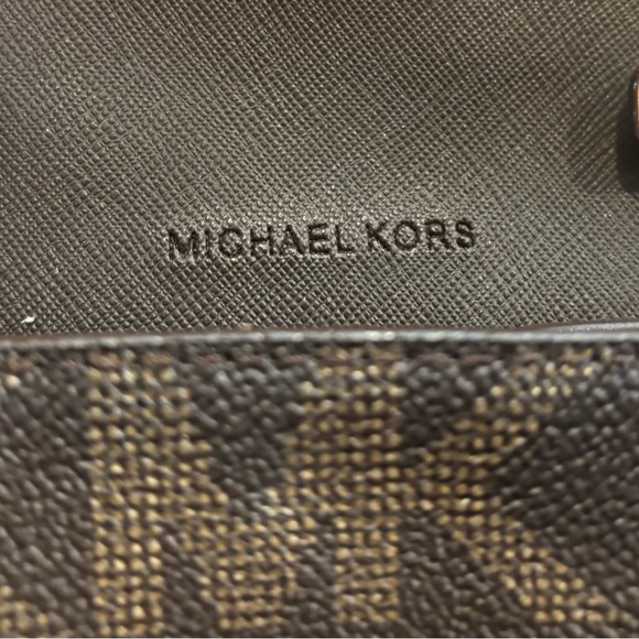 Michael Kors Black/Brown Monogram Crossbody Wallet with Chain Strap - Picture 3 of 4